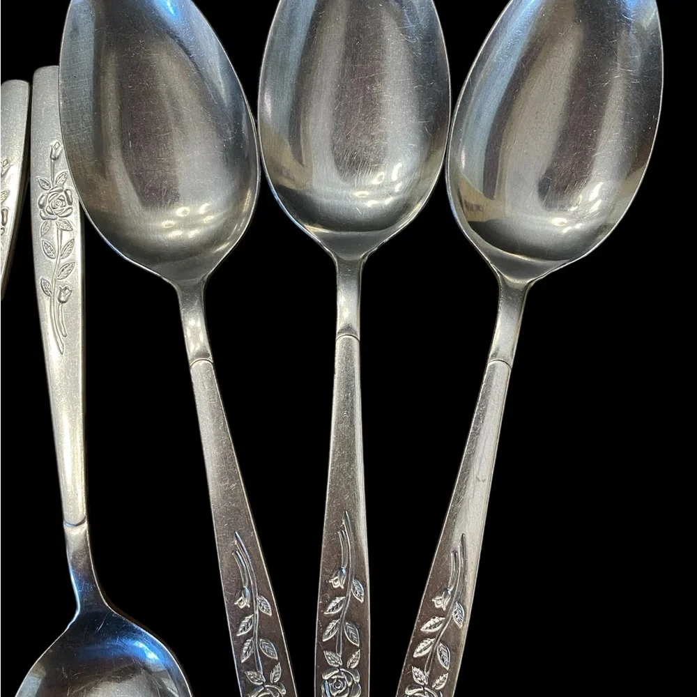 Vintage Set of 6 Table Spoons / Serving Spoons Stainless Steel Japan